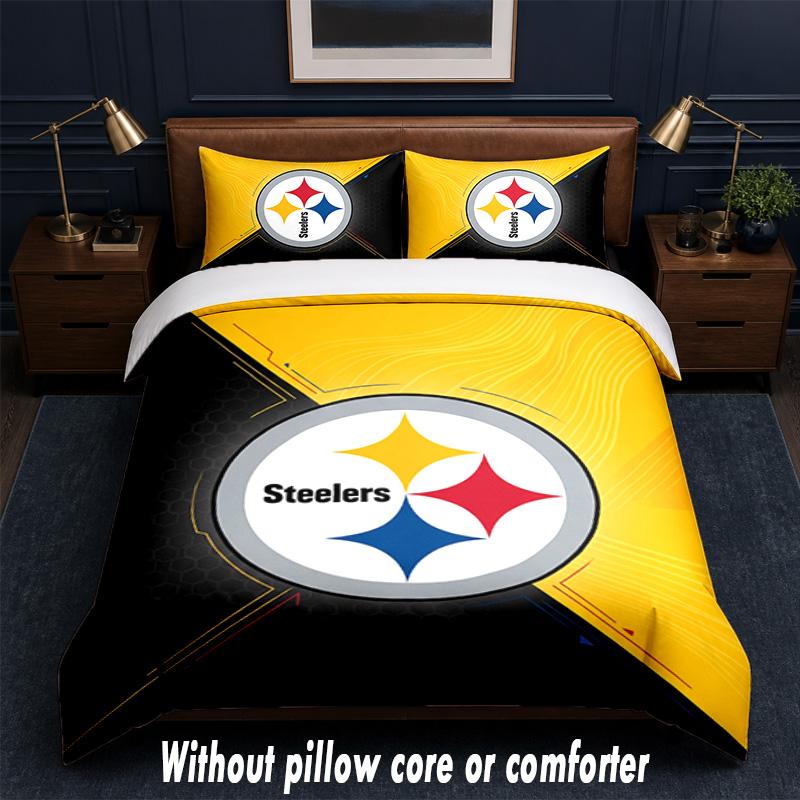 Pittsburgh Steelers Design Bed Bedding Set 1 Duvet Cover + 2 Pillowcases Soft Breathable Household Bed Linens
