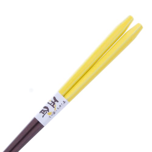 Ishida Japanese-made Frappe Chopsticks, Pentagonal, Yellow, 23cm