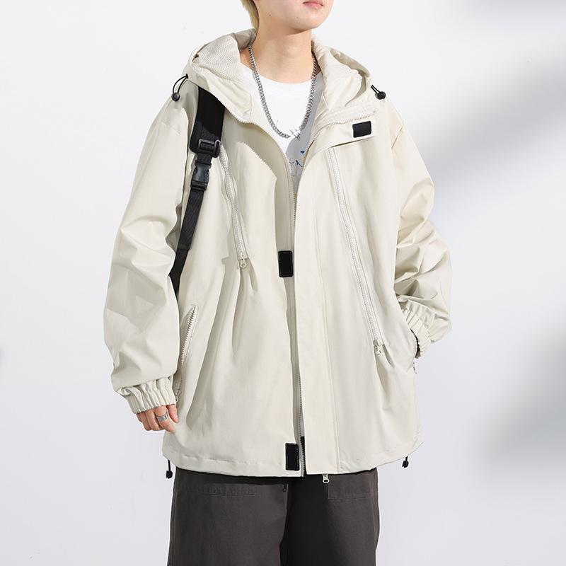 Teenagers Spring and Autumn Thin Jacket Men Casual Couple Loose Hooded Windbreaker Jacket Men Windbreaker Mountaineering Suit
