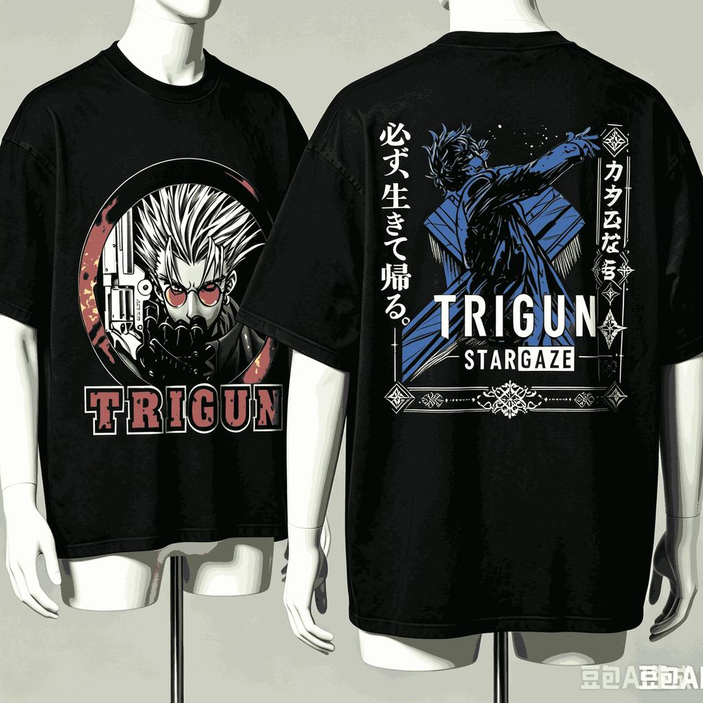 T-shirt Trigun Anime Lover Harajuku Coton Nouveau ?Modèle High Street Rétro Surdimensionné Produit Unisexe
