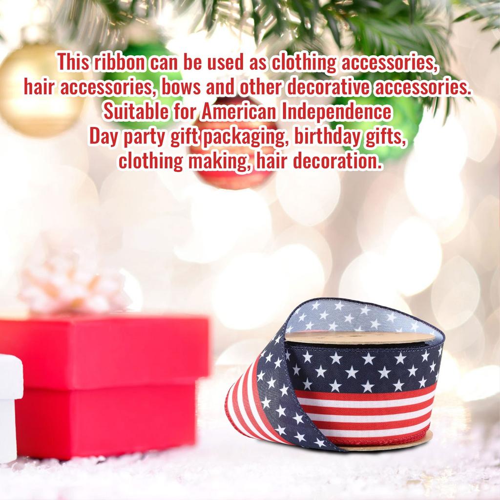 Patriotic Ribbon - 2.48inch 5 Yds, Independence Day, Crafts, Rallies, Elections, Presidents Day, Memorial Day