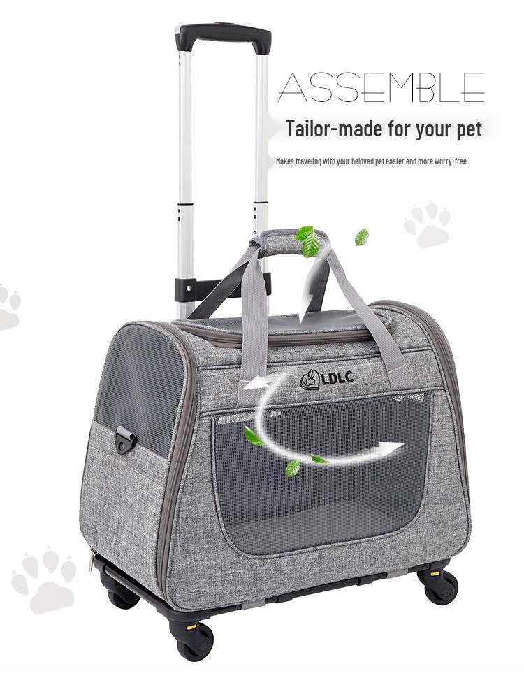 Large Capacity Foldable Rolling Pet Carrier - Portable Cat Suitcase