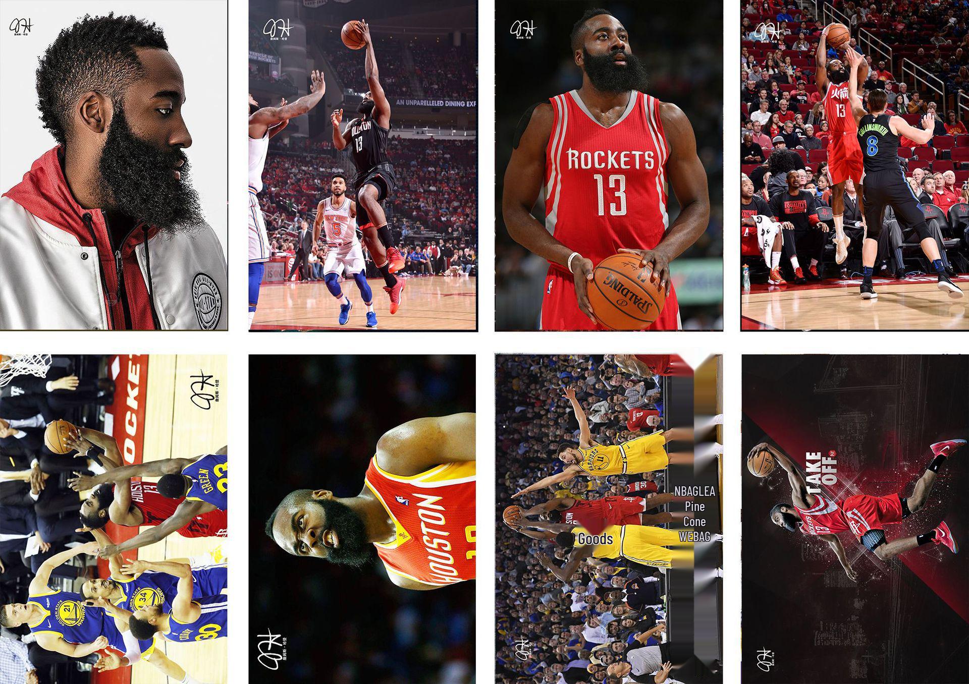 Фото-постер NBA Звезды Джеймса Хардена HD Рельефные Стикеры-Обои для Общежития, Самозапечатывающийся Пакет 29CM x 42CM