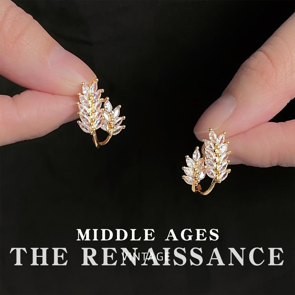 Super Immortal Flash~ French Micro-inlaid Zircon Wheat Earrings Temperament Elegant Earrings Women