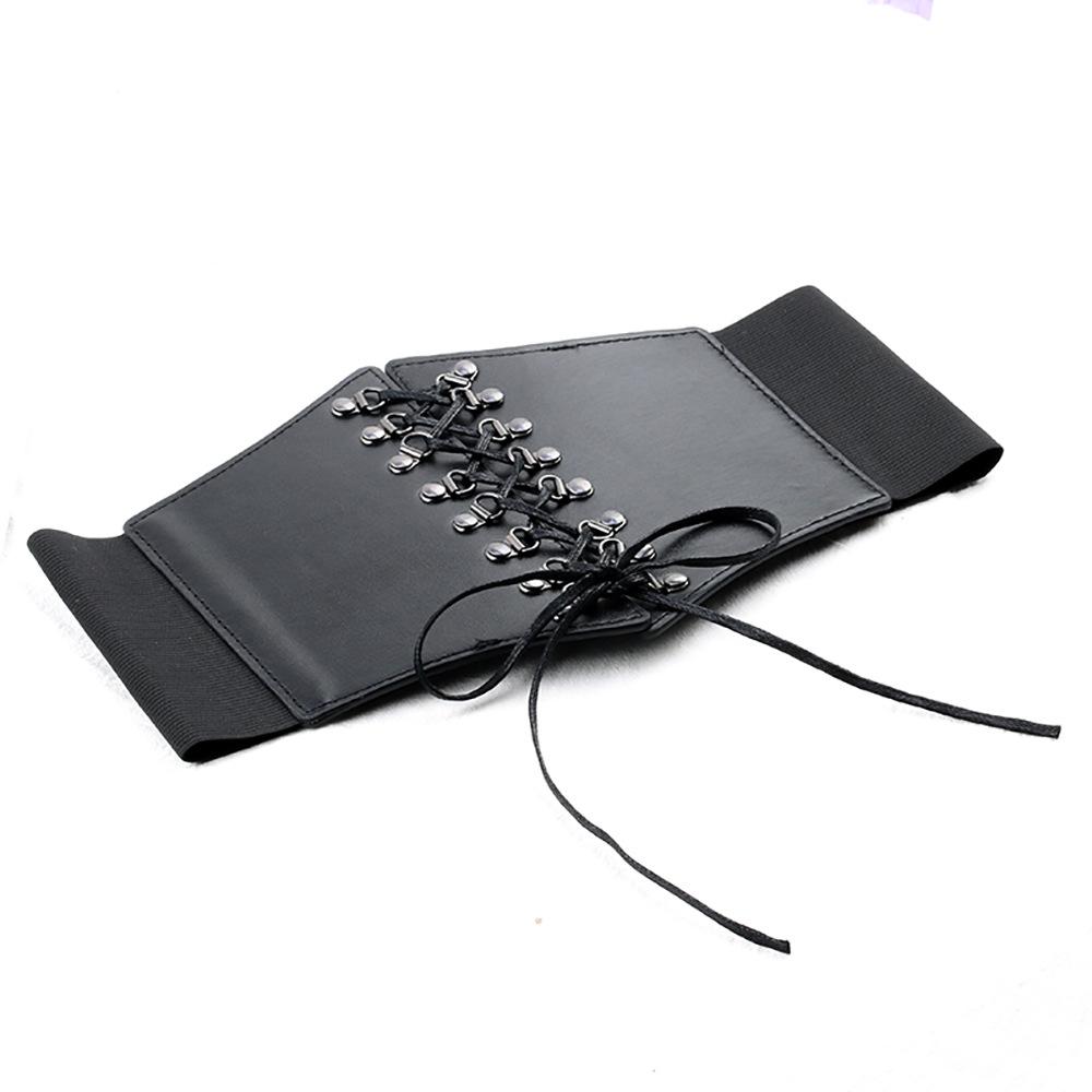New Corset Punk Black Wide Belt Pu Leather Slimming Body Belts for Women Elastic High Waist Belt Female Cummerbunds EMA