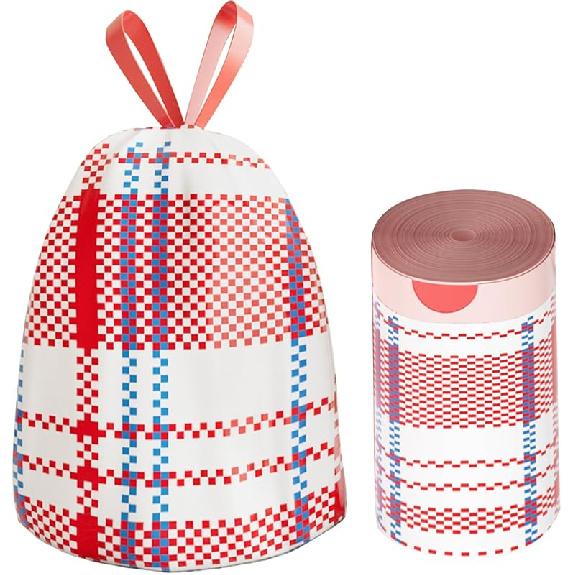 4 Gallon Trash Bags, Small Garbage Bags with Drawstring and Printed Lily Design, Tear-Free, Leakproof & Durable Small Trash Bags for Bathroom,