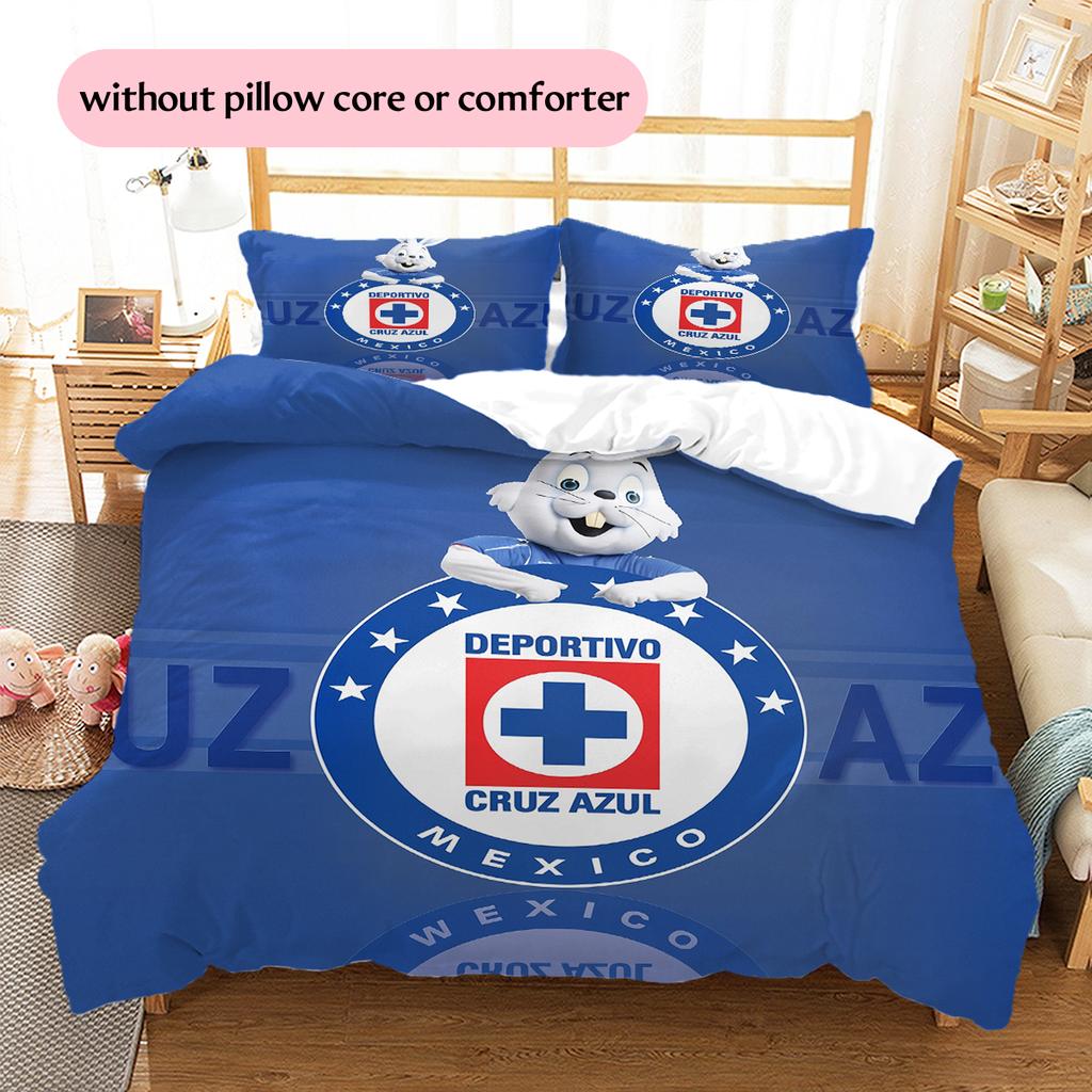 Cruz Azul Pattern Bedding Home Decoration Birthday Gift (1 * duvet cover + 2 * pillowcase, without core)