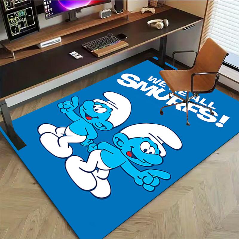 1pc Smurfs Forest Carpet for Playroom Bedroom Living Room Sofa Home Decor,kids Game Area Rug Non-slip Floor Mat Y72398