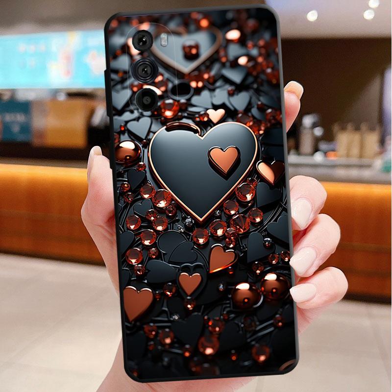 Phone Case For Motorola Edge 50 40 Pro 60 50 40 30 Ultra Neo Fusion Moto G85 G72 G53 G54 G84 G13 G32 Pink Gold Love heart