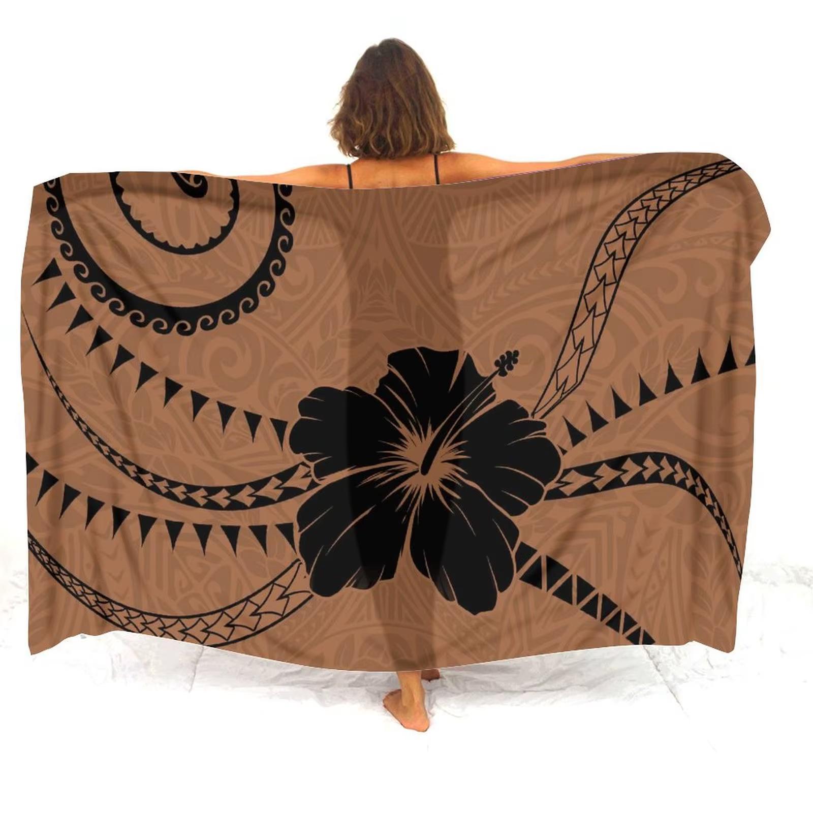 

One-piece Bohemian style sports beach towel Polynesian Samoan tribe Moa totem tattoo sarong stylish and comfortable beach wear t W30*H60(CM)