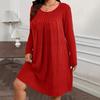 Autumn/Winter 2026 Bohemian Ribbed Solid Color Women's Dress