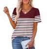 Women's Fashionable Casual Short Sleeve Print V-Neck Pullover Top