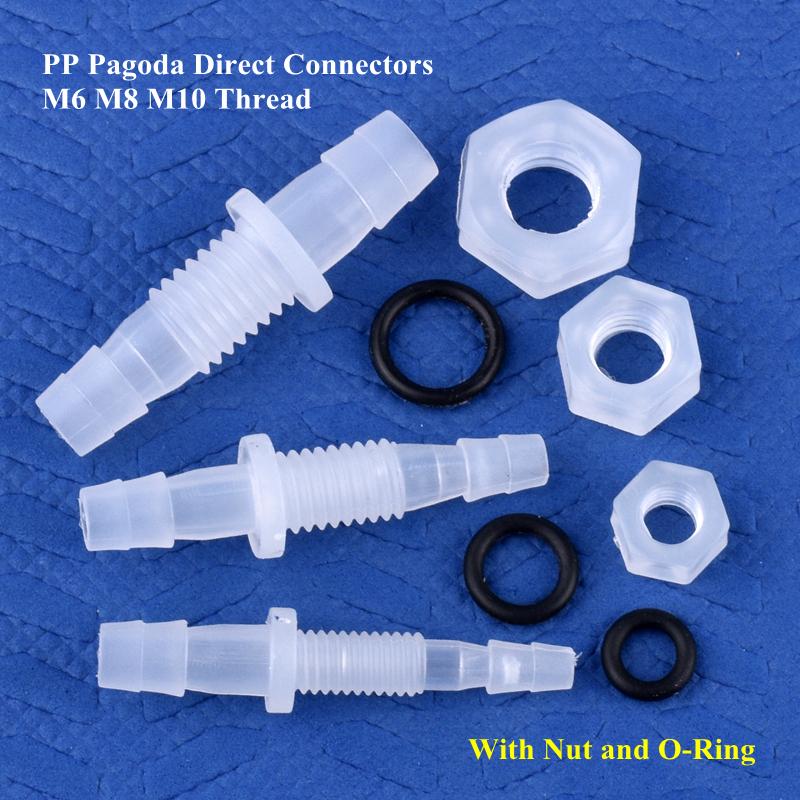 

M6-M16 To 3-12mm Direct Connectors With Hex Nut O-Ring Aquarium Tank Air Pump Adapter Garden Irrigation PP Pagoda Hose Joint 3-M6-4 (10 Pieces)