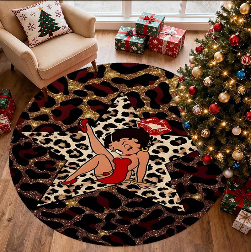 Betty Boop Pattern Round Rug, Indoor/Outdoor Mat, for Picnic, Gameroom, Bedroom, Office, Living Room, Home Decor Carpet, Birthday Gift