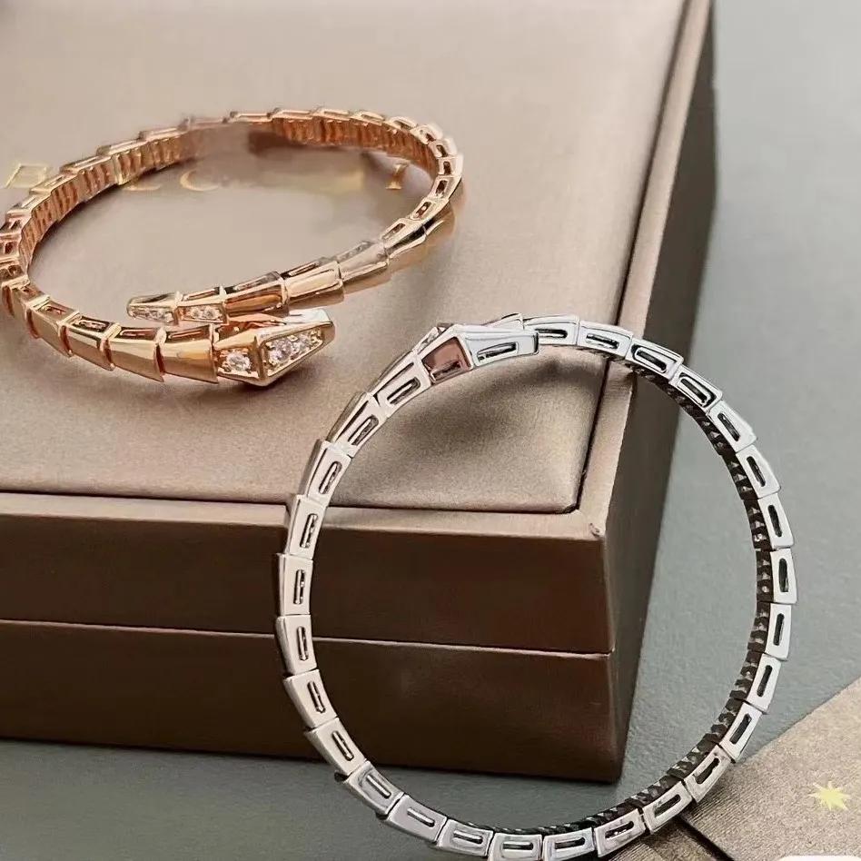 Head and Tail Snake Bone Open Bracelet Light Luxury Snake Head Stretch Stacking Bracelet