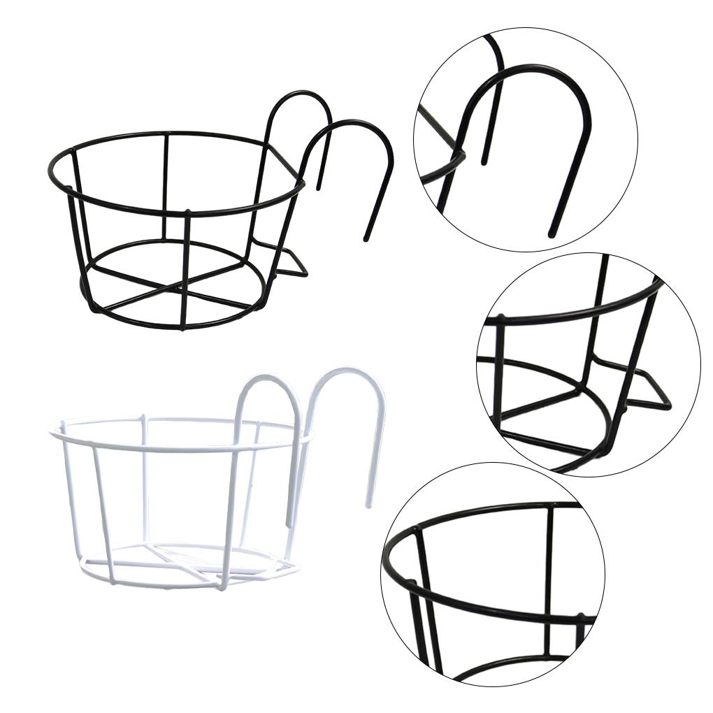 5 Parça Demir Korkuluk Çiçek Rafı Saksı Bitkileri Askılı Sepet Yuvarlak Raf Tutucu Balkon Çit İç Mekan Dış Mekan