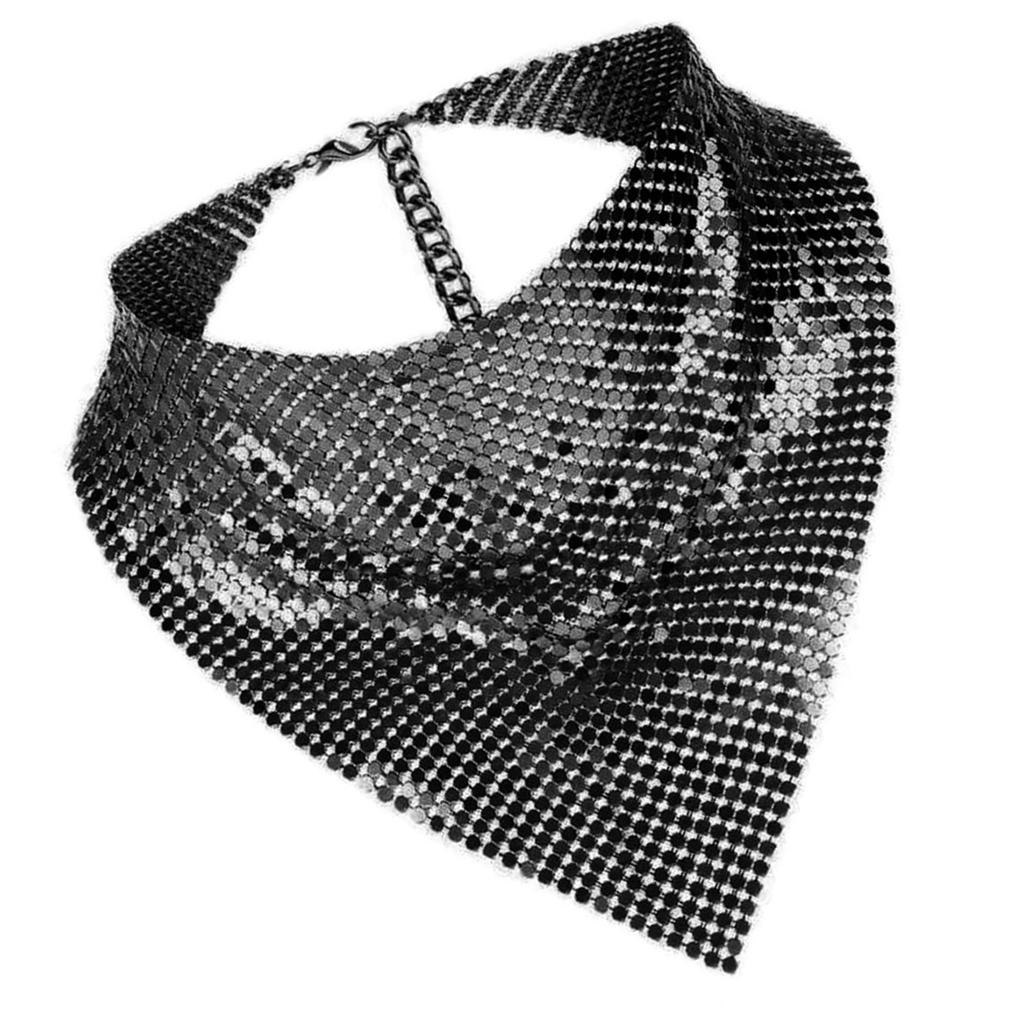 Metallic Bandanas Neck Scarf for Women Girl Shimmering Neck Scarves Evening Party Neckwear Nightclub Dress Up Accessory
