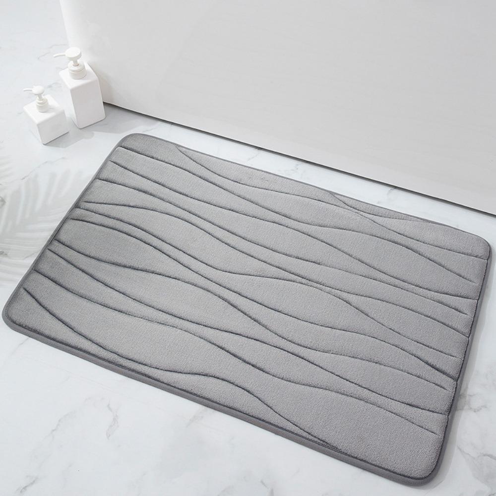 Wave Stripe Sponge Bathroom Cashmere Thickening Mat Bath Non-slip Carpets In Wash Basin Bathtub  Floor Rug Shower Room Doormat Memory Foam 3D Pad