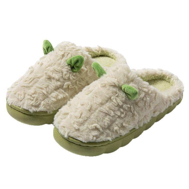 Autumn and winter cotton slippers winter plush couple home indoor plush thermal slippers