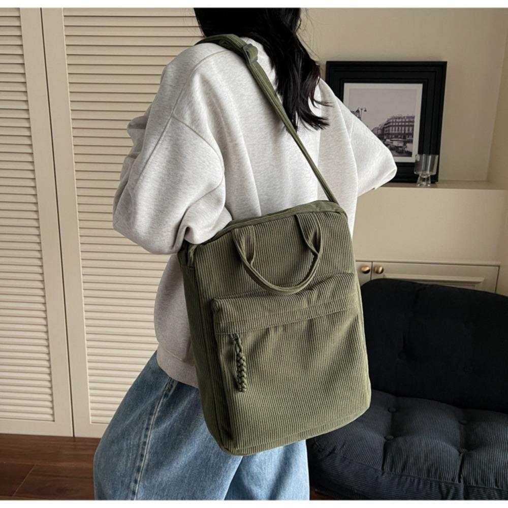 Stylish and simple shoulder messenger bag 2025 new corduroy trend computer bag Korean version casual handbag women's bag