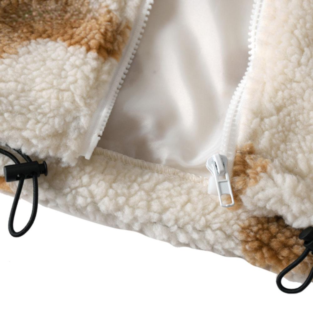 Fleece Hooded Jackets Streetwear Casual Harajuku Hip Hop Men Women Fashion Bear Print Full Zip Hooded Coat Tops Outwear