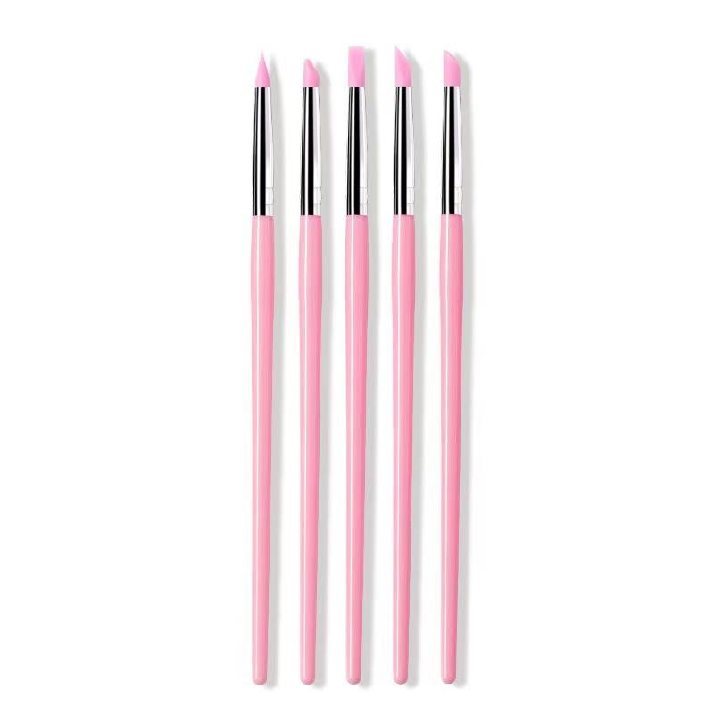 5Pcs/set Silicone Nail Brush UV Gel Polish Tip 3D Image DIY Dotting Polish Brushes Pen Professional DIY Manicure Tools