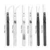 6 PCS Non-Conductive Ceramic Tweezers Anti-Magnetic Pointed & Curved Tips Reverse Solder Tweezers Cross Lock Stainless Steel