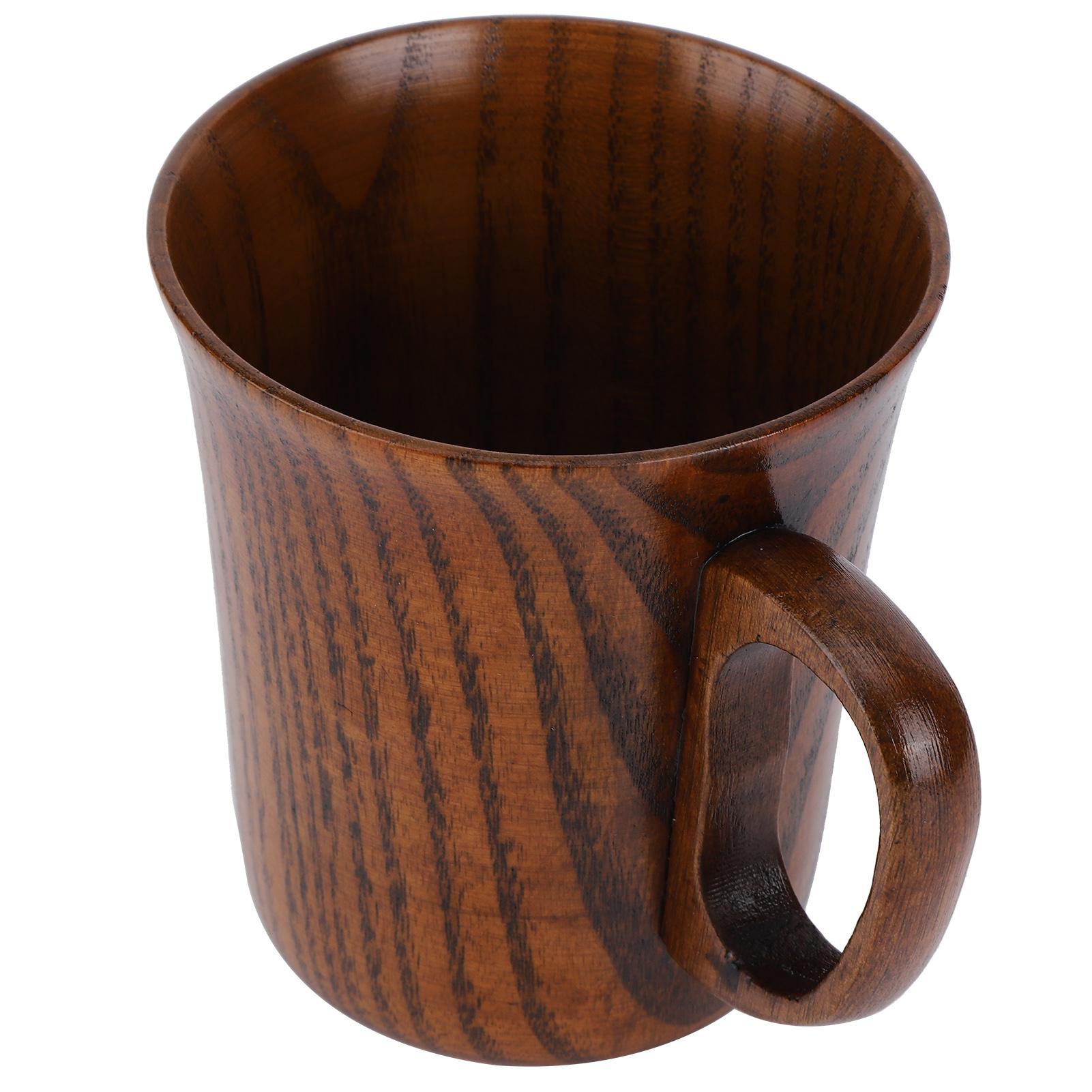 

Wooden Water Cup Coffee Mugs with Handle Breakfast Milk Drinking Supplies Home Decoration