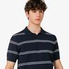 [lacoste] Men's Open-Collar Pin Stripe Short-Sleeve Sweater Polo Shirt PH396E-56G166