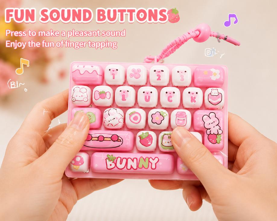 Cute Cartoon Mini Keyboard Fidget Toy With Kawaii Animal Prints And Portable Lanyard For Backpack Decor Kids Birthday Gifts