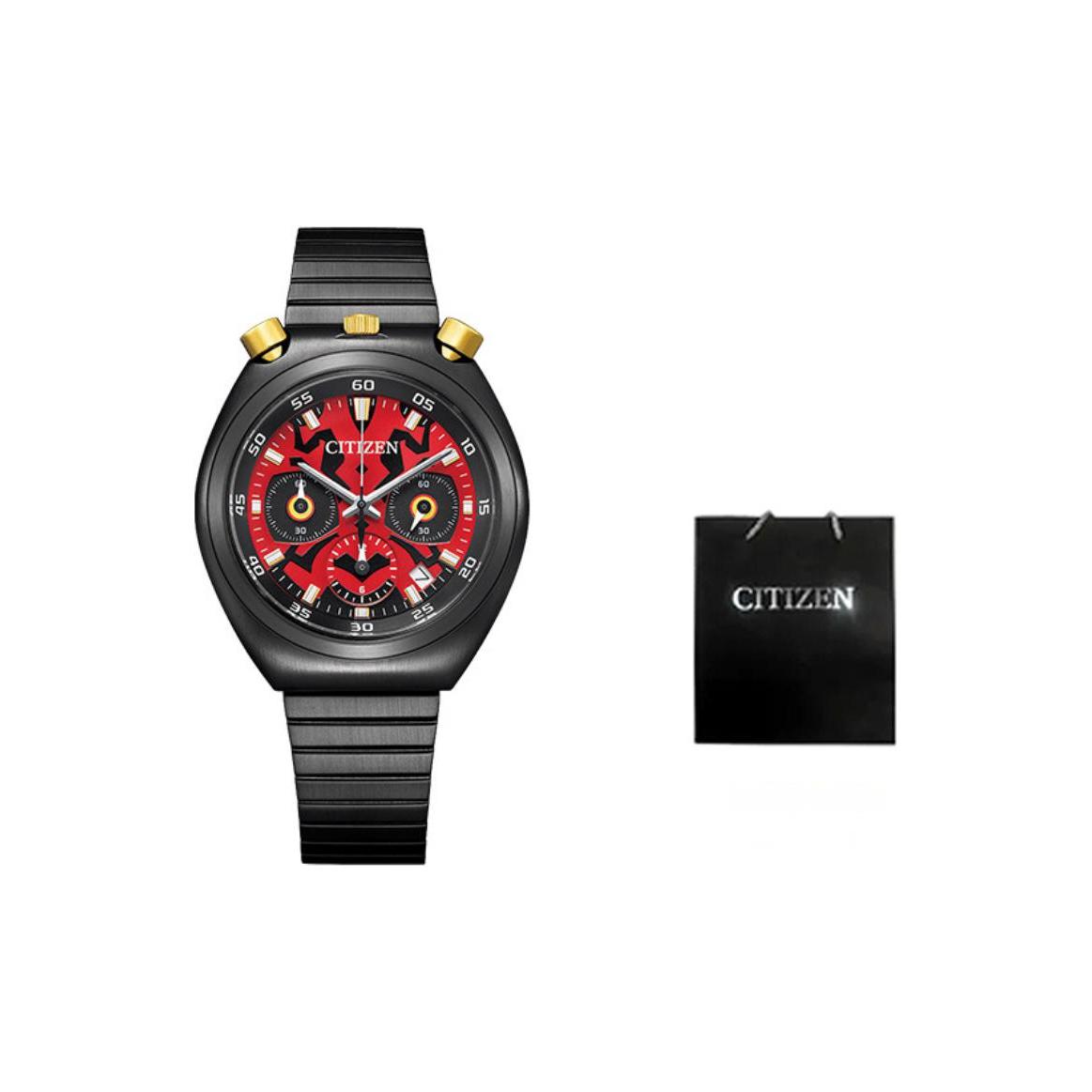 Citizen Star Wars Collaboration Series Cyberpunk Style Waterproof Quartz Movement Stainless Steel Strap Men Watches Black AN3668-55W Black