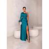 Summer New Women's Clothing Diagonal Collar Shoulder Sleeve Pleated Waist Split Sexy Dress