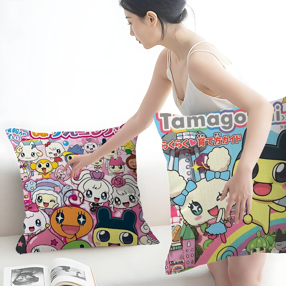 Classic T-Tamagotchi Cut Friend Game Pillow Covers Cartoon Sofa Decorative Home Double-Sided Printing Short Plush Cute Cushion