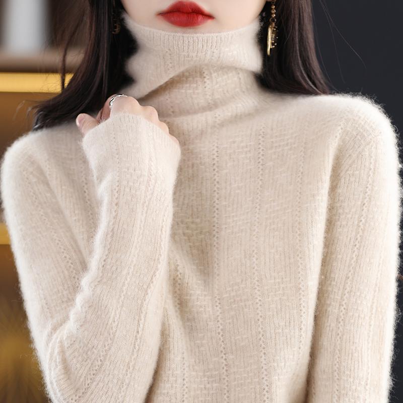 Dámský kašmírový svetr Qinghe kašmír 30% kašmír 70% vlna Dámský podzimní a zimní kašmírový svetr měkký a teplý