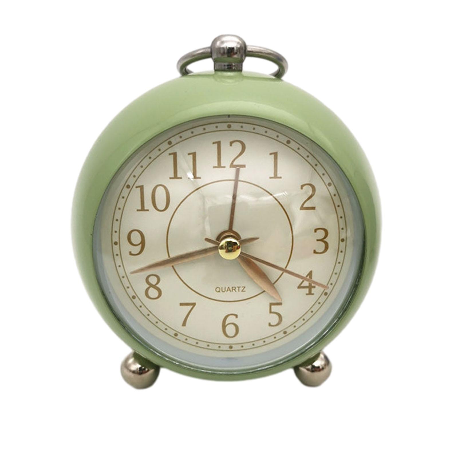 

Silent Vintage Alarm Clock Round Small 12 Hour Display Analog Decor For Table Night Light Portable Retro Bedroom