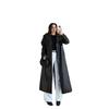 2025 cross-border European and American women's clothing Amazon fashion waist long pu leather coat feeling leather trench coat set