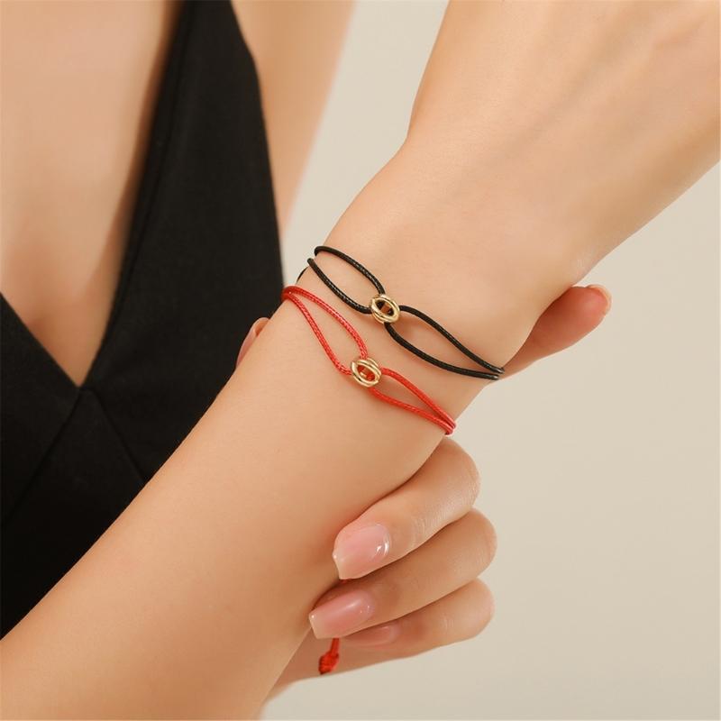 2 buc Brățări de Cuplu Mărgele Norocoase Lanț de Mână Reglabil Handmade Lanț de Încheietură cu Frânghie Împletită Accesoriu