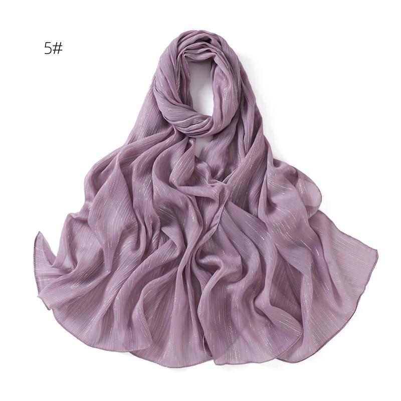 Plain Silver Glitter Shimmer Bubble Chiffon Hijab Sparkle Veil Ramadan Shawls Beach Headscarf Bufandas Muslim Headband 175*70Cm