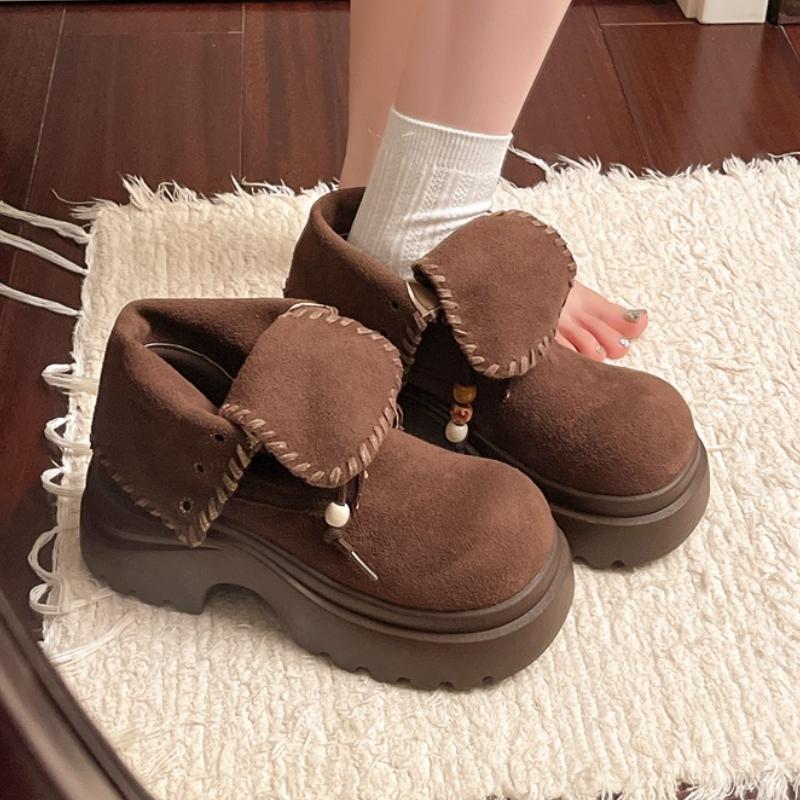 Women Platform Ankle Boots Beaded Trend 2025 Casual New Shoes Snow Boots Winter Woman Sneakers Lace Up Zapatos Mujer