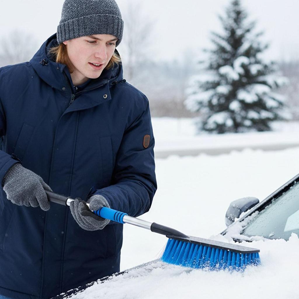 Snow Brush For Car Extendable Winter Automotive Cleaning Supplies Car Window Snow Removal Brush For Drivers Adventure Seekers