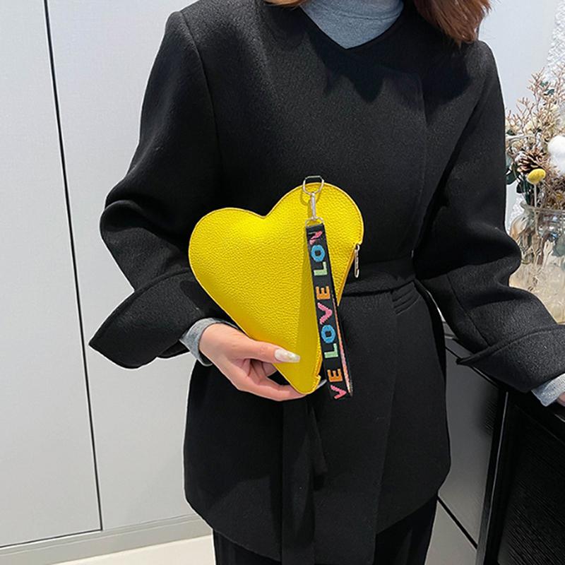 Сумка из ПУ в форме сердца, Дикая студенческая женская сумка, Сумка через плечо, Женская японская Харадзюку, Диагональная сумка кроссбоди для девушки, Кошелек