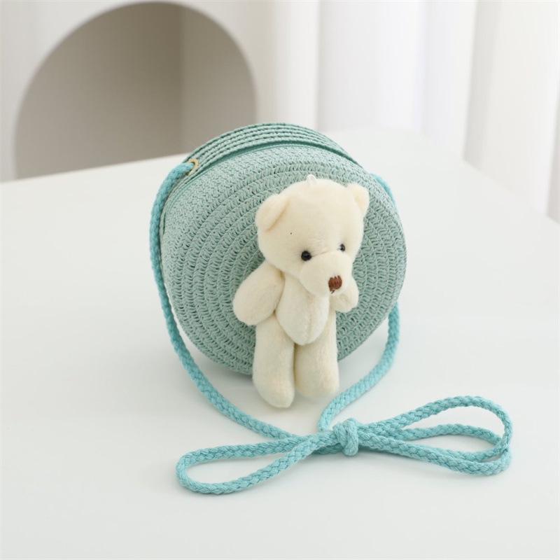 Children's Straw Woven Crossbody Bag - Small Girl's Phone and Coin Purse for Summer Outings and Seaside Trips