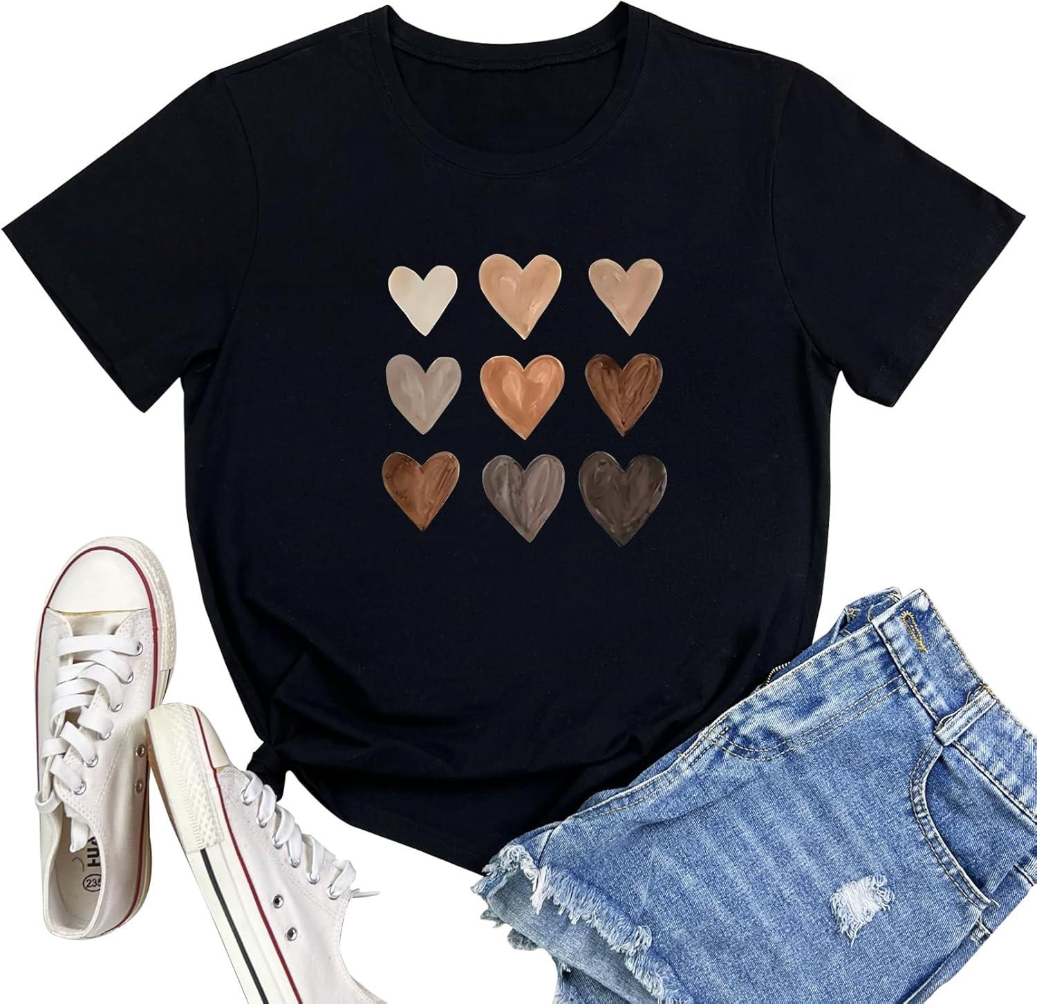LOOKFACE Women Cute Tops Heart Graphic Tees XXXXXL чёрный