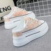 Mote Canvas Baotou Halvtøfler Dame Nye Sommer Yttertøy Alt-match Tykk Såle Innvendig Høydeøkning 8cm Uten Hæl Slip-on Sko