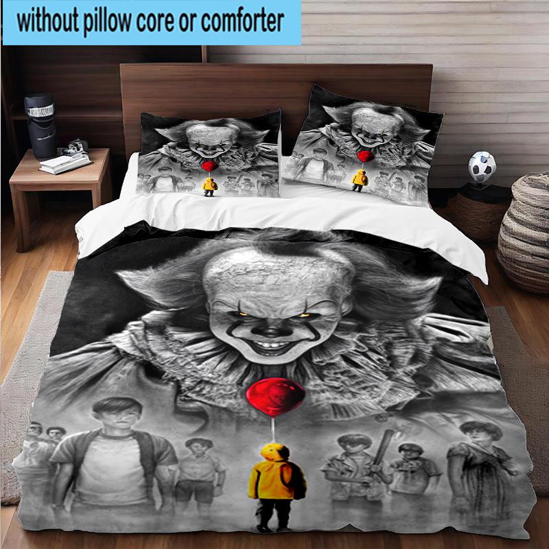 1PC Scary Clown Horror 3pcs Bedding,Including 1pc Duvet Cover And 2pcs Pillowcases Perfect for Christmas,Ideal for Bedroom, Dormitory