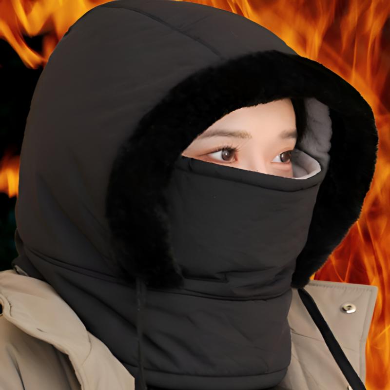 [YOUNGSVILLAGE] Padded Hood Neck Warmer Winter Fishing Hat Black black