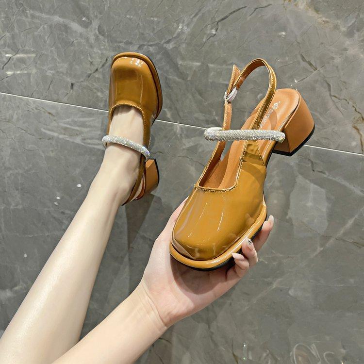 

Туфли на высоком каблуке, на полную ногу, широкие, для полных женщин, обувь с сумкой, с круглым носком, для широкой стопы, сандалии, летние, на толстом каблуке, Мэри Джейн, женская обувь 40 коричневый