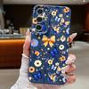 Blue Butterfly Floral Case For Samsung S26 S25 S24 Ultra S23 S22 S21 FE A15 A16 A17 A26 A35 A36 A37 A54 A55 A56 A57 5G Leather Texture Silicone Cover