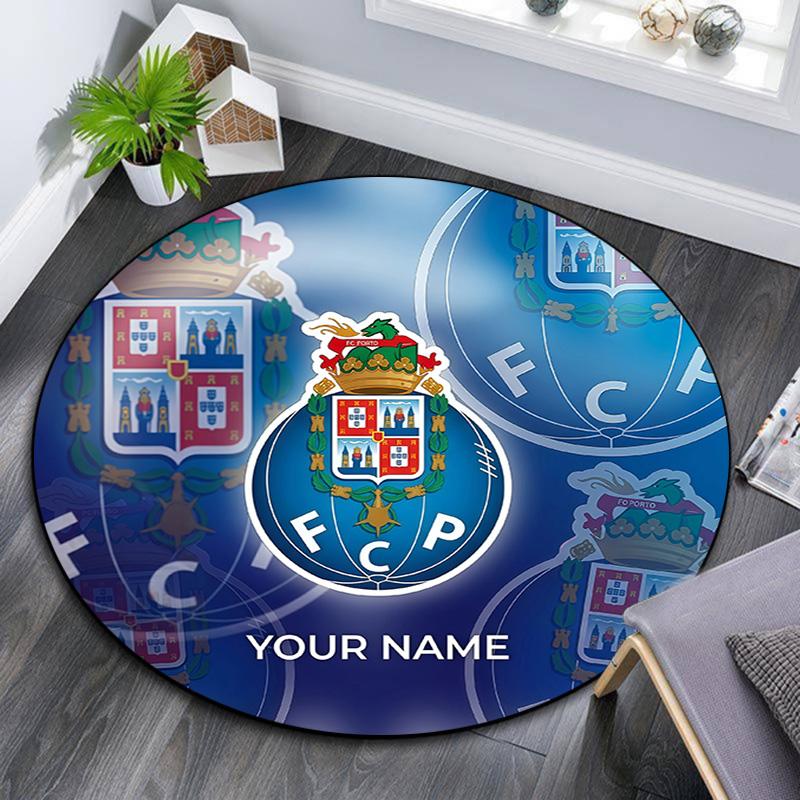 Custom Name Futebol Clube Do Porto2 Round Area Rug,Carpet Rug for Living Room Bedroom Sofa Playroom Decor,Non-slip Floor Mat