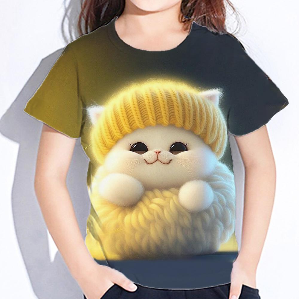 

Одежда для девочек Футболки с рисунком кролика Модная детская одежда Топы с коротким рукавом Одежда с круглым вырезом 2024 года Летний детский топ для девочек 160